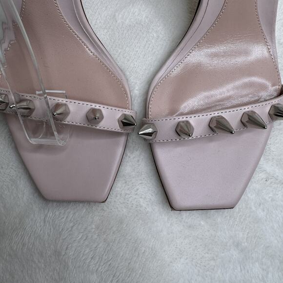 Alexander McQueen Punk Stud Leather High Heel Sandals Blush Pink Silver 36.5 - Picture 4 of 12